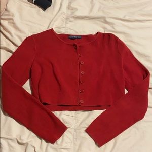 Cropped red button up sweater